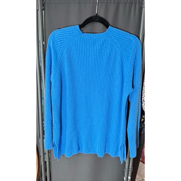 NAP Blue Ribbed Cashmere Sweater Women’s Size Large PTP 20” - Picture 3 of 5